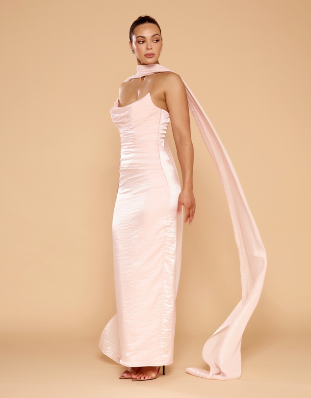 CATHERINE FERRARO - Evangeline Strapless Gown with Scarf