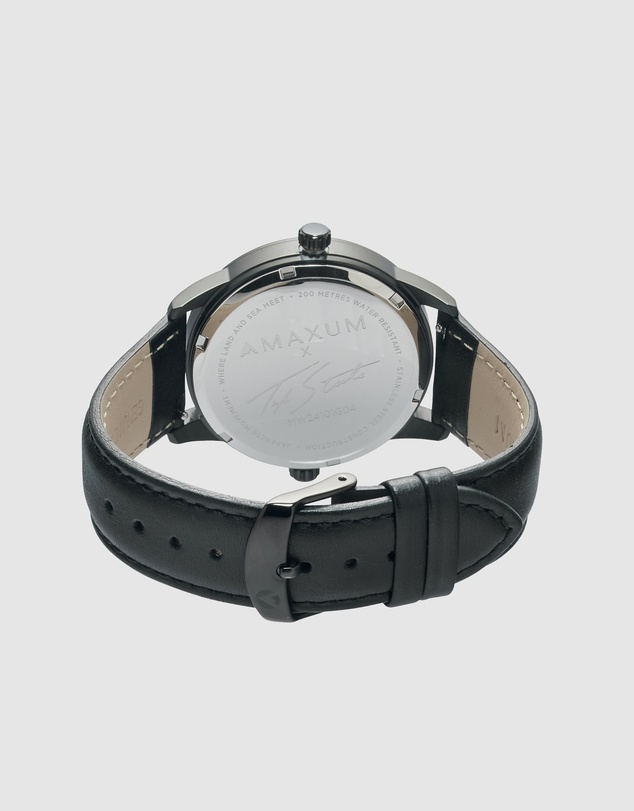 Maxum - Maxum x Taylor Steele - Black Dial, Black Case & Black Leather Bracelet