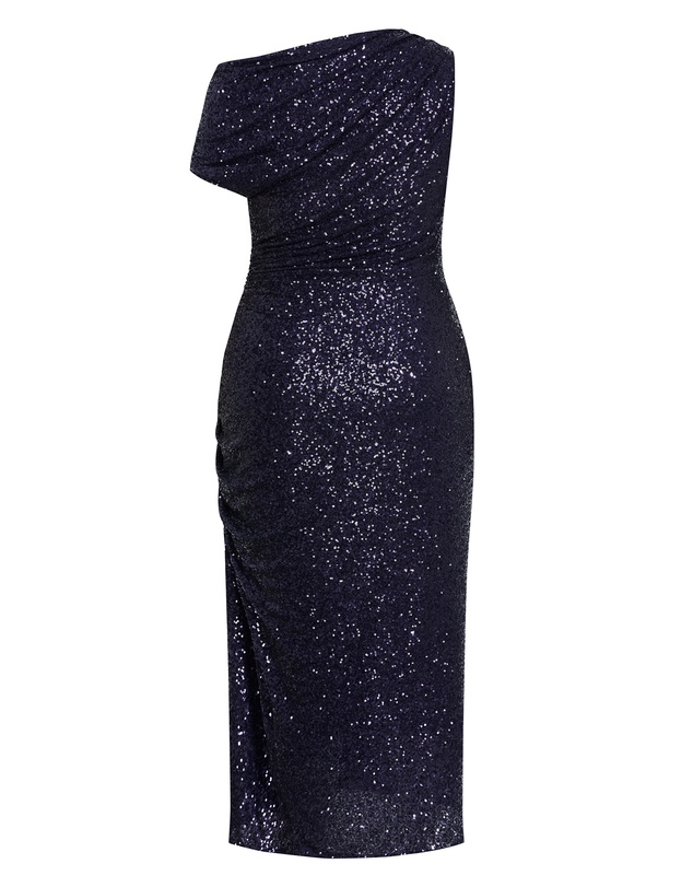 City Chic - Plus size Sequin Star Off Shoulder Maxi Dress - navy