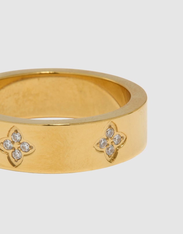 Lovisa - Waterproof Gold Plated Stainless Steel Cubic Zirconia Flower Band Ring