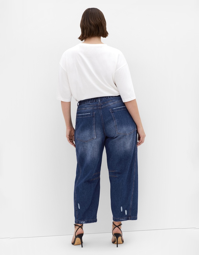 City Chic - Plus size Harley Fit Bea Barrel Jean - dark wash