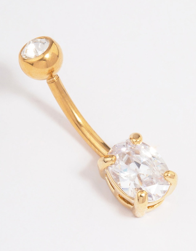 Lovisa - Gold Plated Surgical Steel Cubic Zirconia Classic Claw Belly Ring