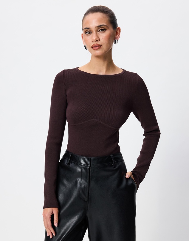 Tussah - Gabrielle Crew Neck Long Sleeve Compact Knit Top