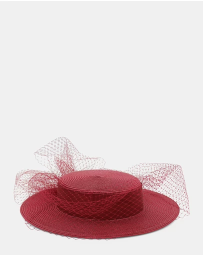 Morgan & Taylor - Danika Racewear Boater in Burgundy Red