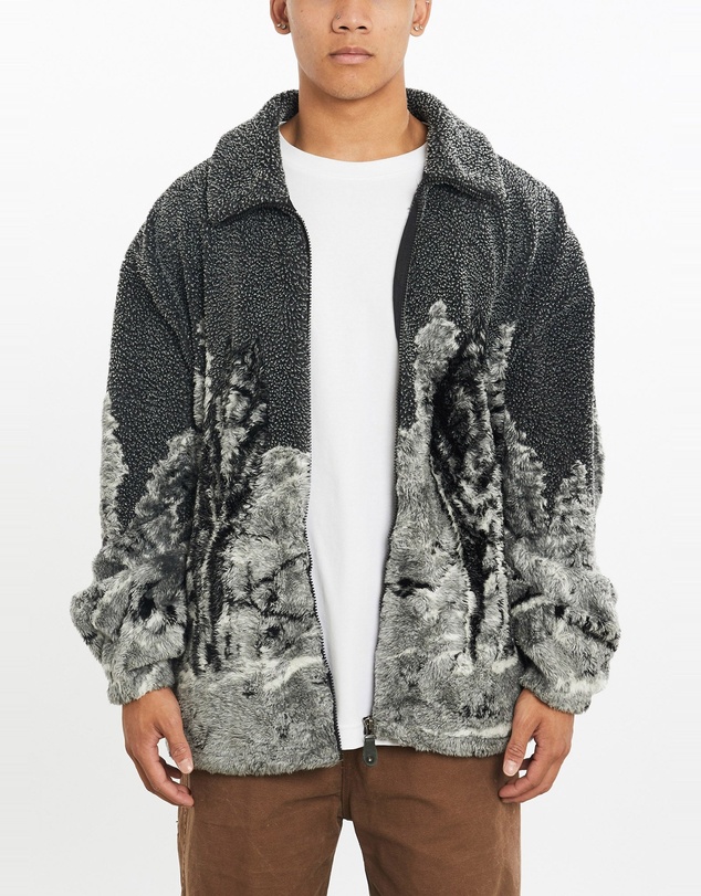 Vintage by The Real Deal - Pre Loved - Vintage All Over Print Wolf Wildlife Fleece Jacket