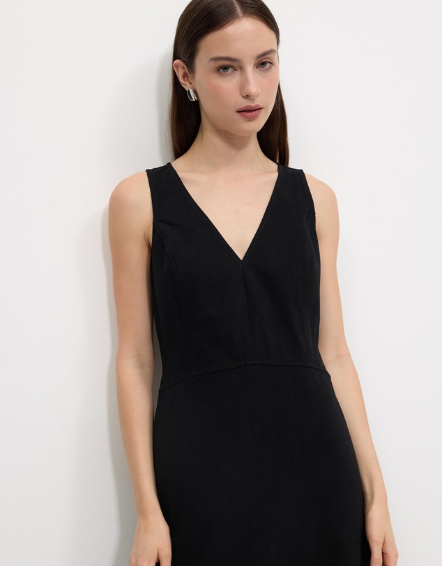 Calli - Matt Cotton Twill Midi Dress