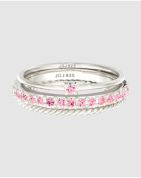 Elli Jewelry - Ring Set Crystal Stacking 925 Sterling Silver