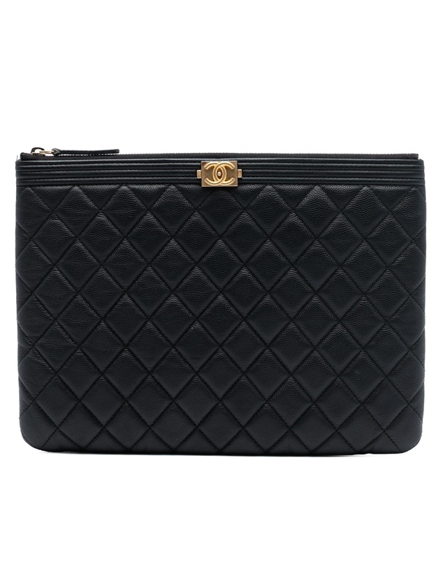Pre-Loved by Azura Reborn - Pre-Loved Medium Quilted Caviar Boy O Case Clutch