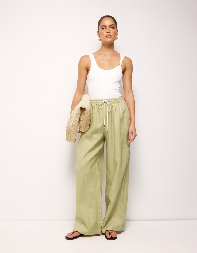 AERE - Contrast Drawcord Linen Pants