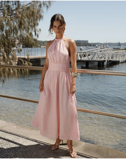 Forcast - Miami Gathered Neck Hemp Dress