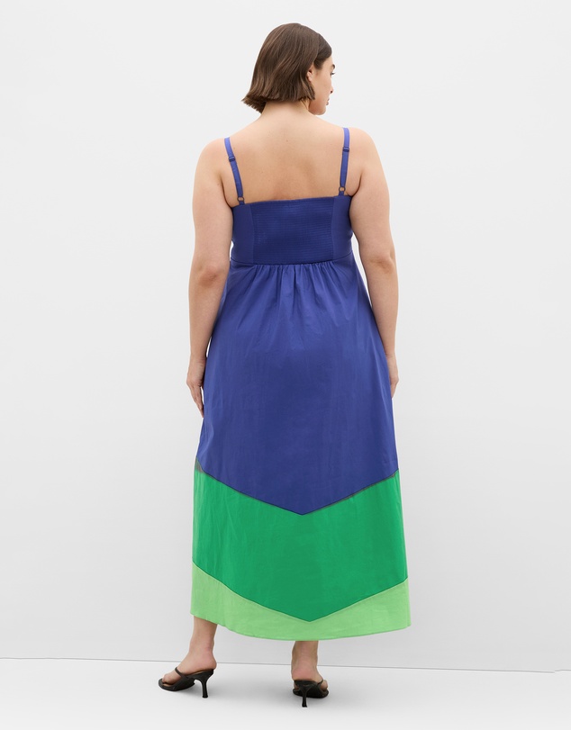 City Chic - Plus size Colour Block Cotton Maxi Dress - ocean