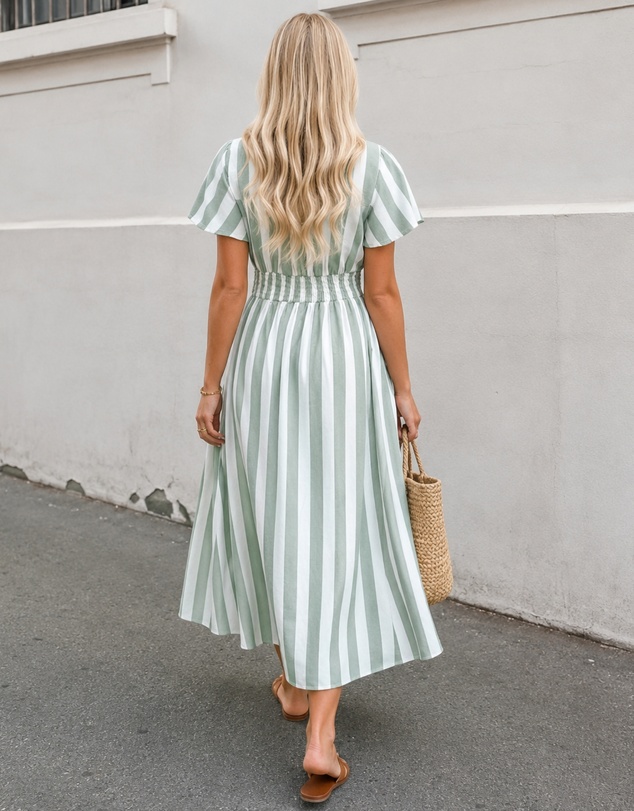 Esther & Co - Rhona Dress - Green Stripe