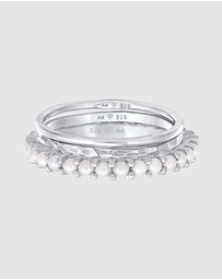 Elli Jewelry - Ring Stack Of 3 Set with Synthetic Pearl in 925 Sterling Silver