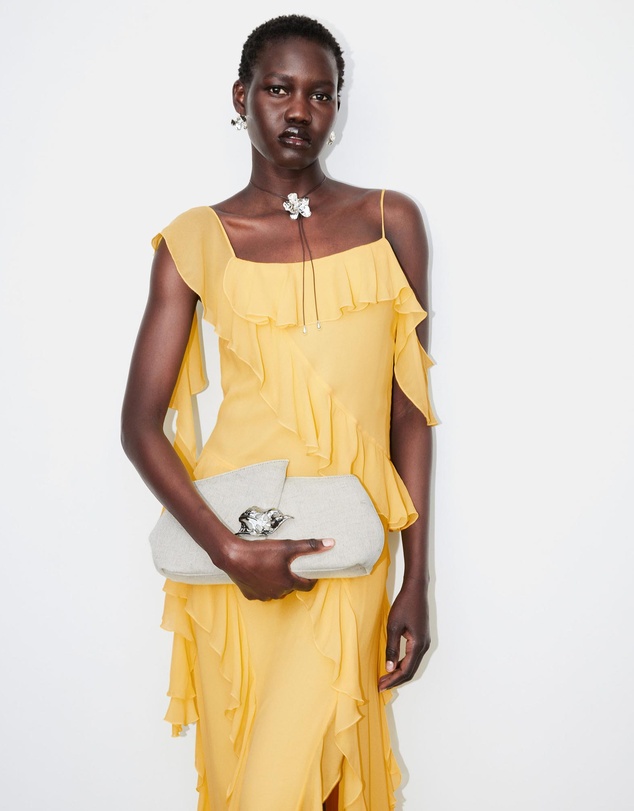 & Other Stories - Leaf-Brooch Canvas Clutch