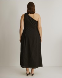 Atmos&Here Curvy - Oralie One Shoulder Linen Blend Midi Dress