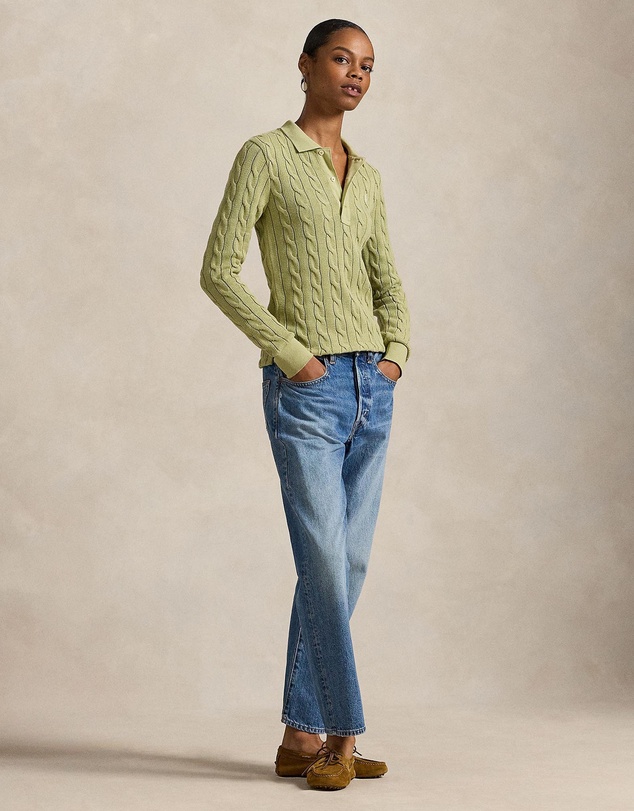 Polo Ralph Lauren - Cable-Knit Cotton Long-Sleeve Polo Shirt