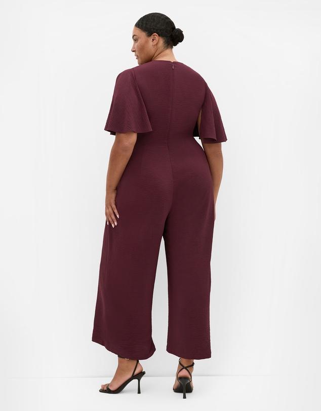 City Chic - Plus size Braelynn V Neck Jumpsuit - dark cherry