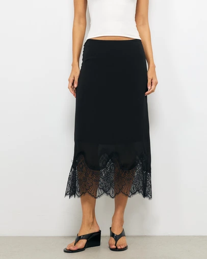 AERE - Alina Lace Trim Slip Skirt