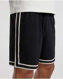 Calibre - Stripe Trim Textured Shorts Black