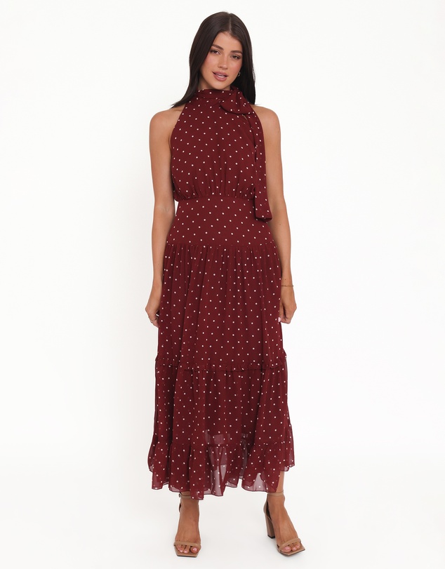 Petal & Pup - Leona Halterneck Maxi Dress - Red Polka Dot