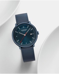 Mondaine - Mondaine Doppio Blue Vegan Leather 41mm Watch