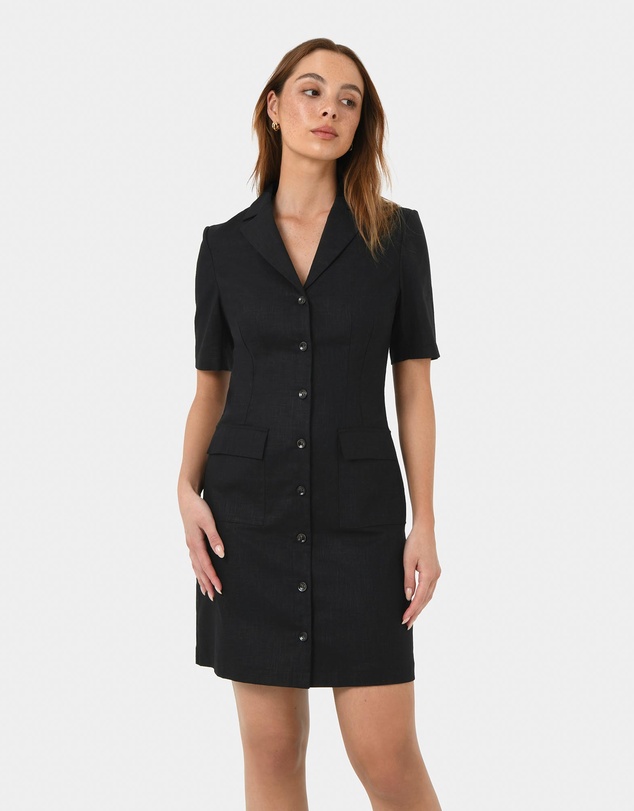 Forcast - Nia Button Linen Dress