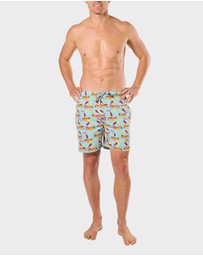 Mitch Dowd - Mitchdowd Mens 2 Pack Sleep Shorts - Hot Dog Print & Green Check