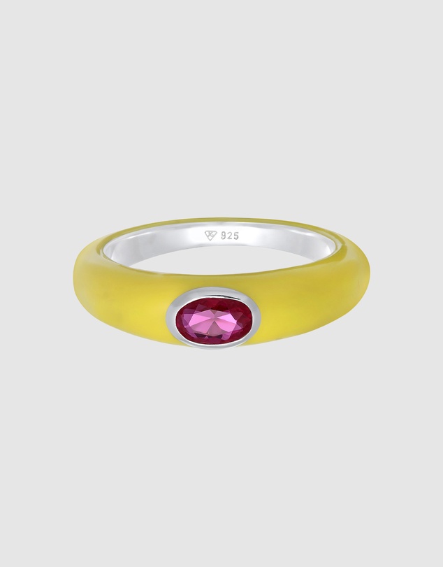 Elli Jewelry - Ring Ruby Oval 925 Sterling Silver