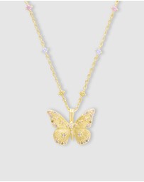 Wanderlust + Co - Butterfly Rainbow & Gold Necklace