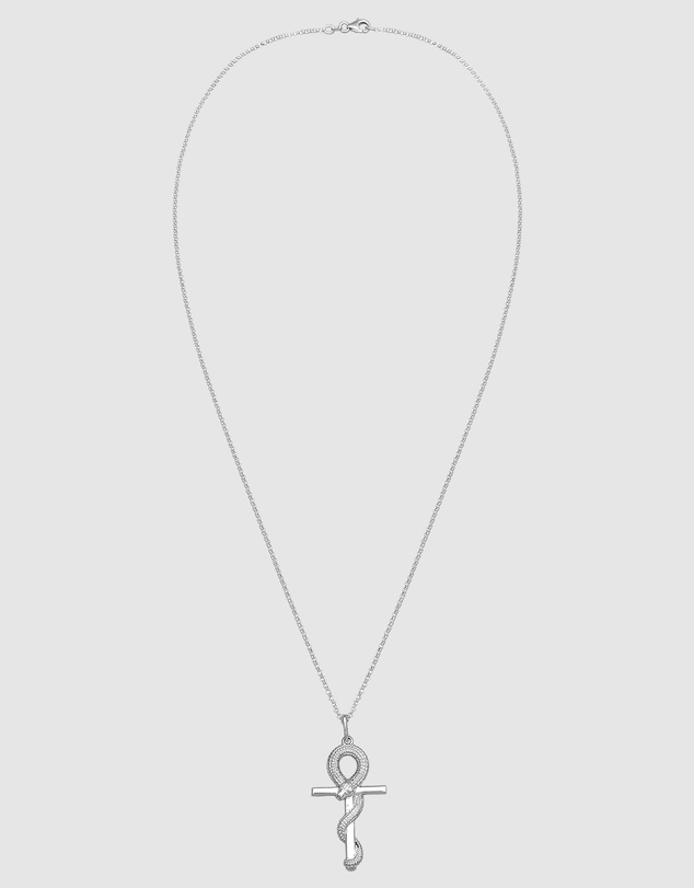 Kuzzoi - ICONIC EXCLUSIVE - Long Necklace with Cross Snake Pendant in 925 Sterling Silver