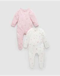 Purebaby - 2 Pack Zip Growsuit-Babies