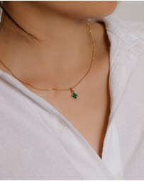 Elli Jewelry - Necklace Cloverleaf Enamel Green 925 Sterling Silver Gold Plated