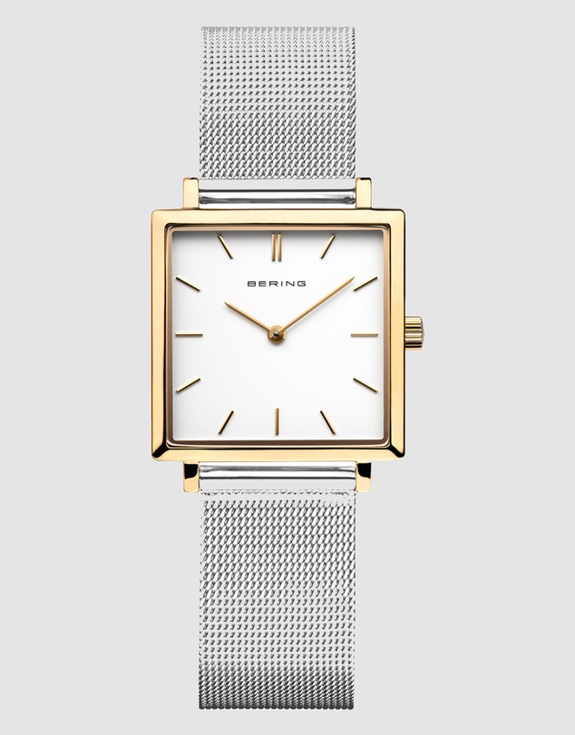 Bering - Bering Classic 26mm Polished Gold Case and Silver Strap Watch