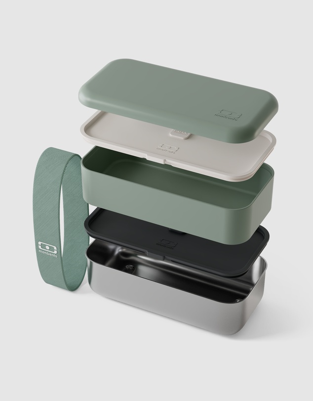 Monbento - Monbento Mb Sense Original The Two-Tier Metal Food Container Sense Original - Natural Green