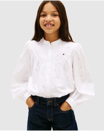 Tommy Hilfiger - Regular Fit Broderie Anglaise Shirt - Teens