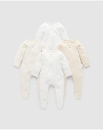 Purebaby - 4 Pack Zip Growsuit -Babies