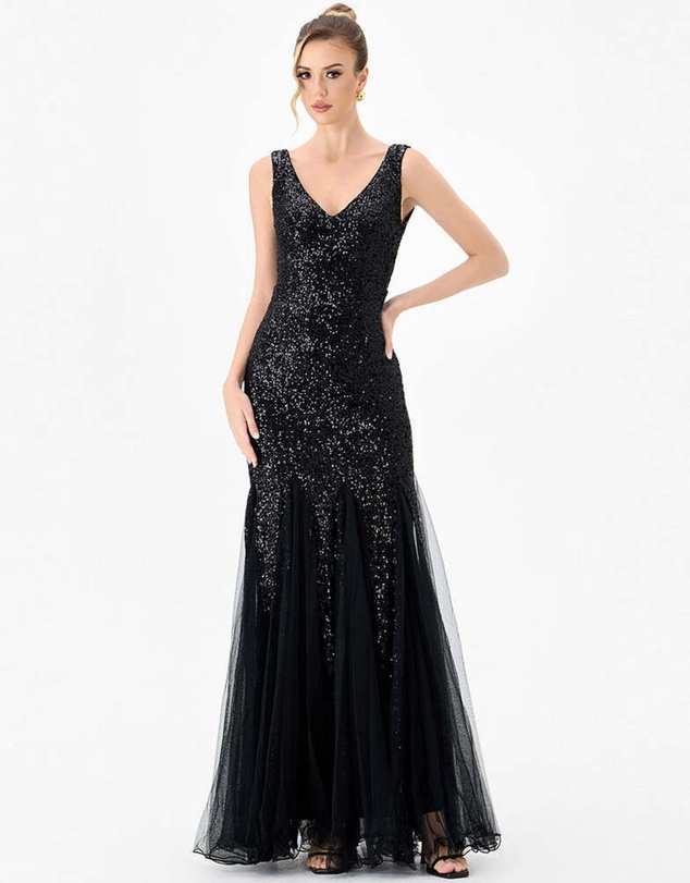 Bariano - Tisha Sequin Godet Gown