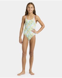 Roxy - Girls 4 to 16 Letter Up One Piece Swimsuit
