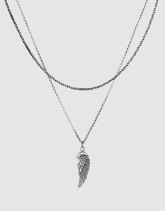 Kuzzoi - ICONIC EXCLUSIVE - Wings Pendant Necklace in Oxidised 925 Sterling Silver