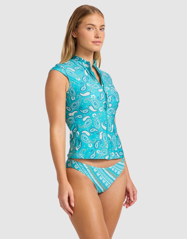 Seafolly - Drift Club Bandana Cap Sleeve Sunvest Bikini Top