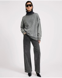 ONE TEASPOON - Fleece Roll Neck Sweater - Worn Black