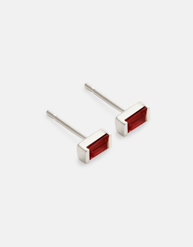 Kirstin Ash - Baguette Birthstone Studs January - Garnet
