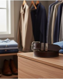 Jacaru - Jacaru 6017 Casual Leather Belt 38mm