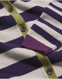 Seasalt - Seasalt Cornwall Purple Pinwell Striped Cardigan Made With Lambswool