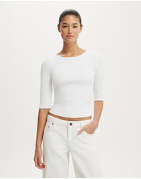 Cotton On - Boat Neck 3/4 Sleeve Top