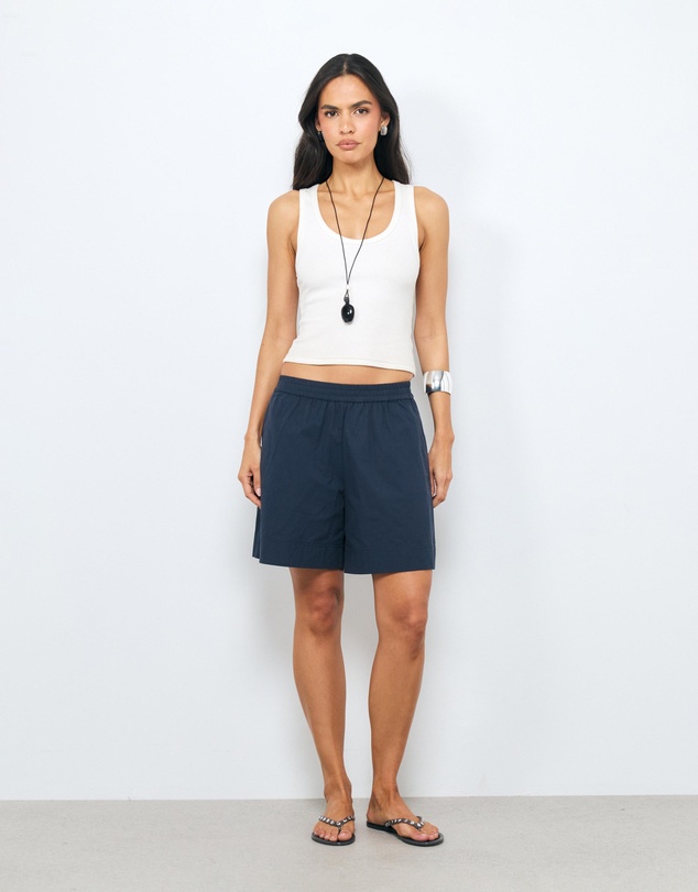 AERE - Junie Oversized Organic Poplin Shorts