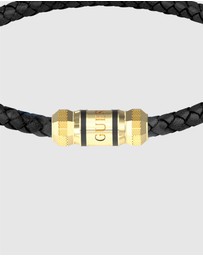 GUESS - Gold-Tone Hexagon Leather Bracelet