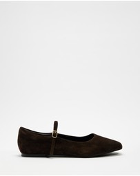 AERE - Suede Buckle Ballet Flats