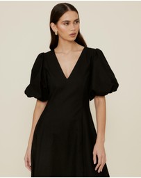 The Fated - Puff Sleeve Midi Dress
