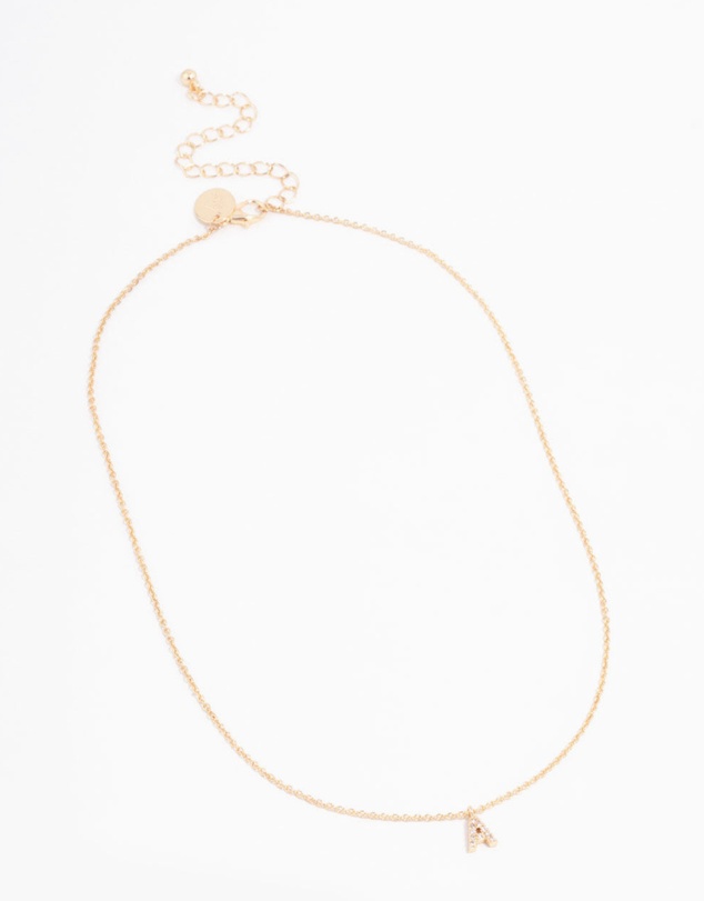 Lovisa - Gold Plated Cubic Zirconia Letter A Necklace